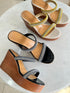 Rhinestone Embedded Double Straps Wedge sandals